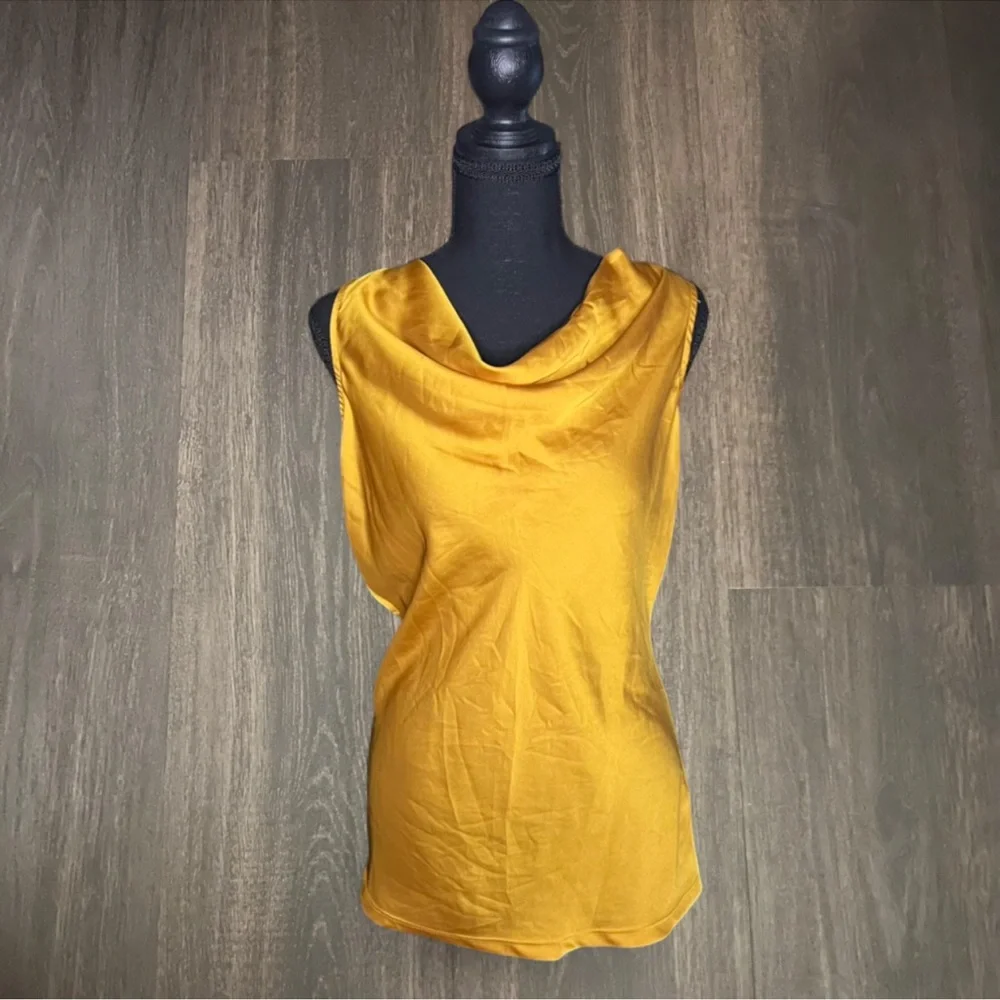 The Limited‎ Mustard Satin Cowl Neck Sleeveless Top
